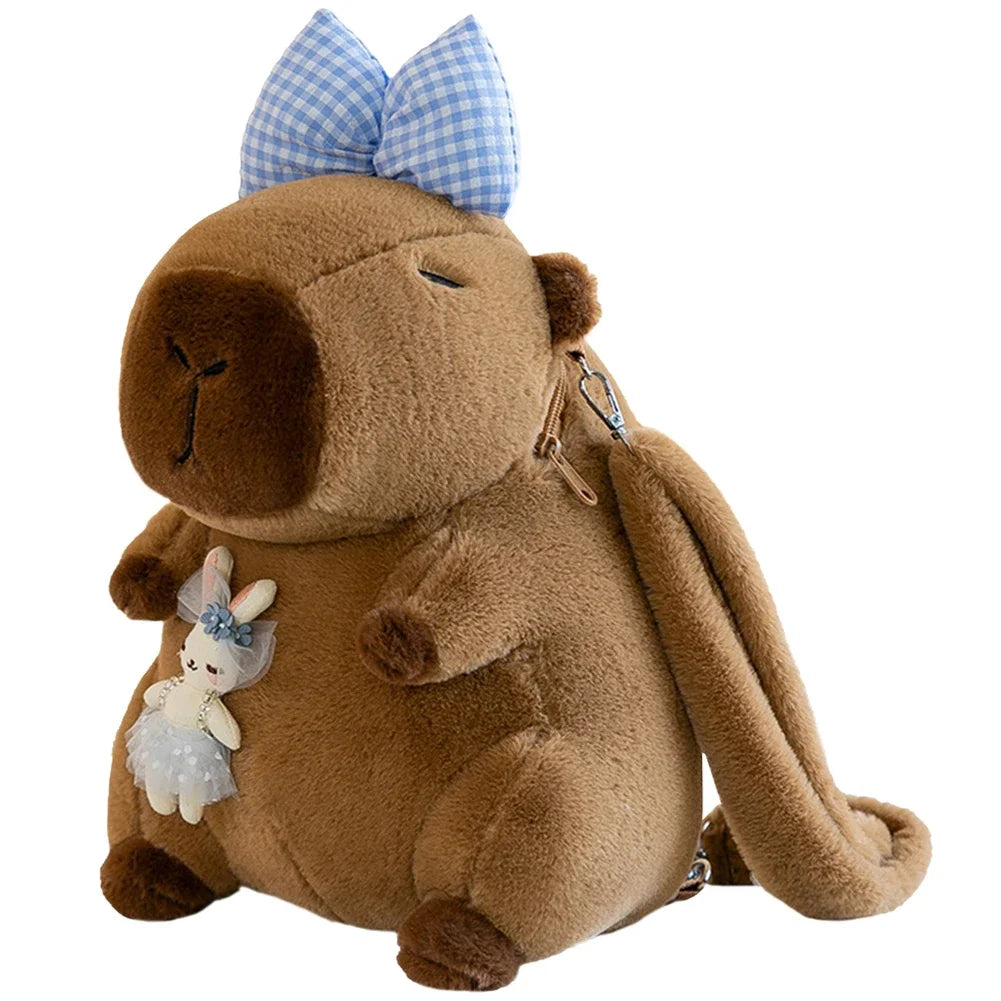 Cute Capybara Plush Backpack Funny Cartoon Capybara Shoulder Bag Student Fur Bag Plush Capybara School Bag for Kids