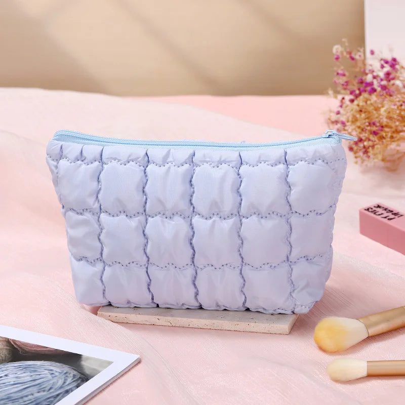 Fashion Women Bubble Cosmetic Handbag Travel Organizer Cloud Makeup Lipsticks Cotton Pouch Fashion Large Capacity Zipper Bag