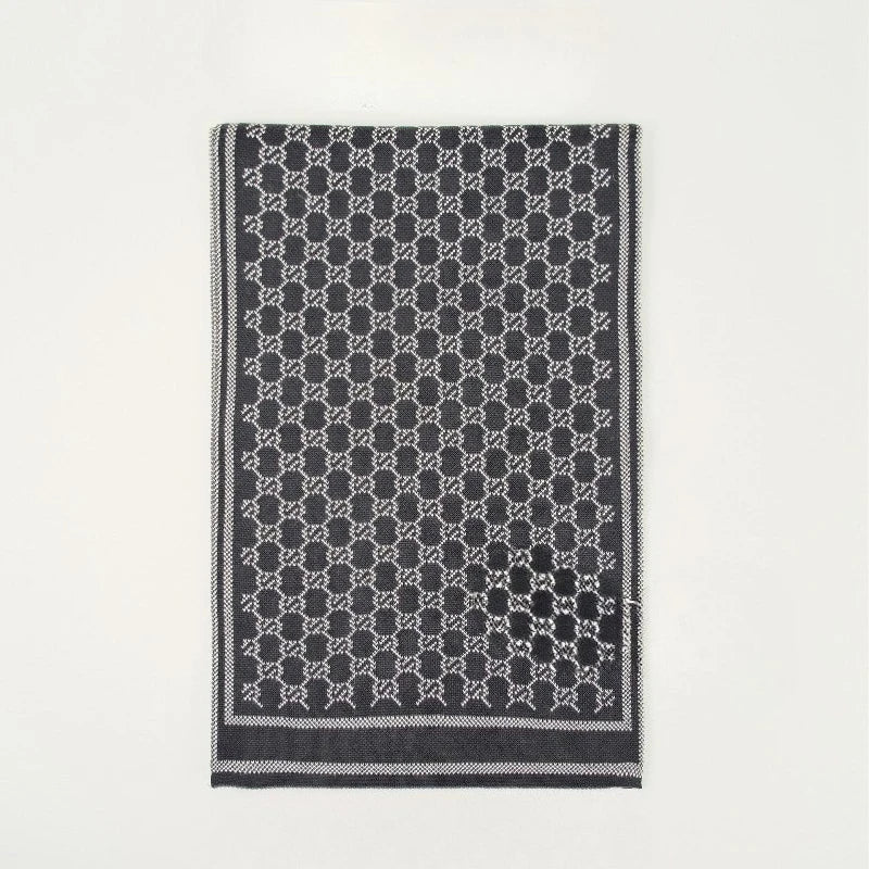 Winter Scarf for Men Check Stripe Paisley Immitation Cashmere Elegant Jacquard Scarves Double Side Warm Windproof Neck Snood