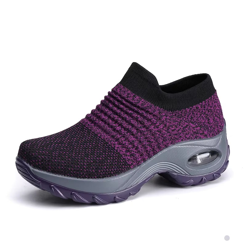 Women'S Walking Trainers Fashion Fly Weaving Sock Sneakers Breathable Comfortable Nursing Shoes Casual Platform Loafers Non-Slip