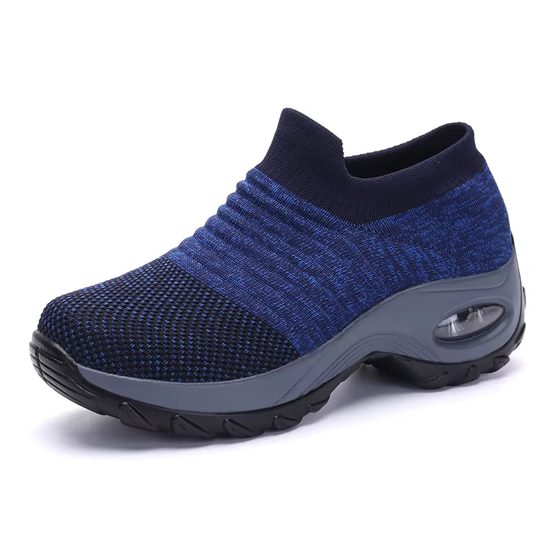 Women'S Walking Trainers Fashion Fly Weaving Sock Sneakers Breathable Comfortable Nursing Shoes Casual Platform Loafers Non-Slip