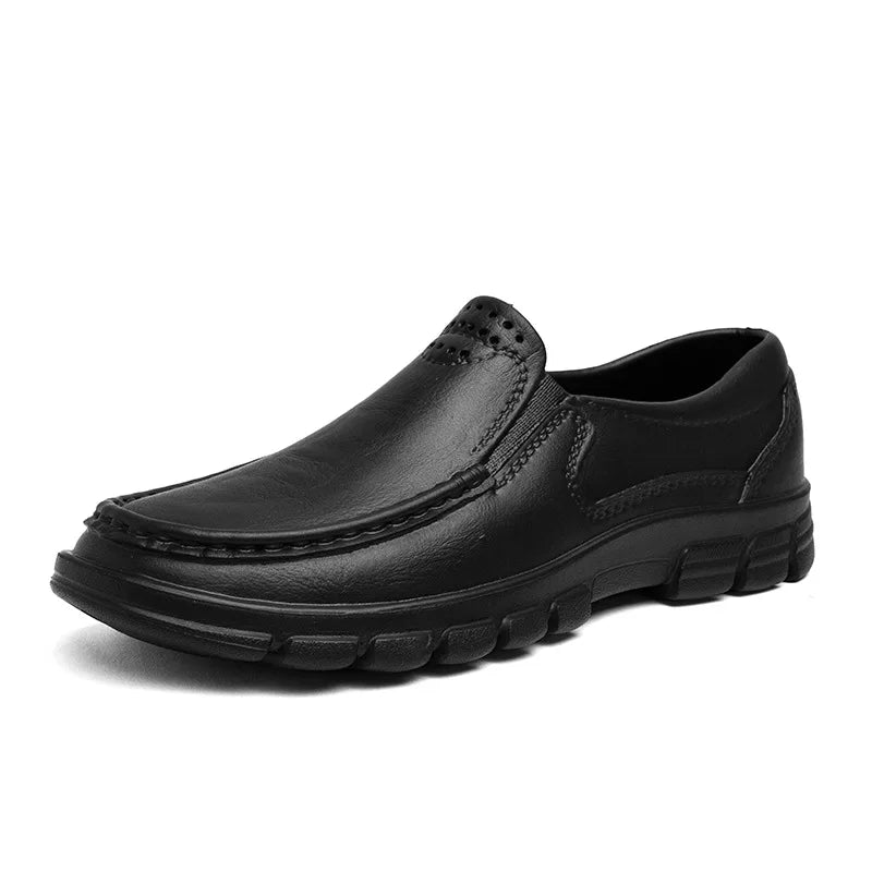 Fashion Leather Men'S Casual Shoes Non-Slip EVA Chef Shoes Men Waterproof Loafers Comfort Soft Soled Men Driving Shoes plus Size