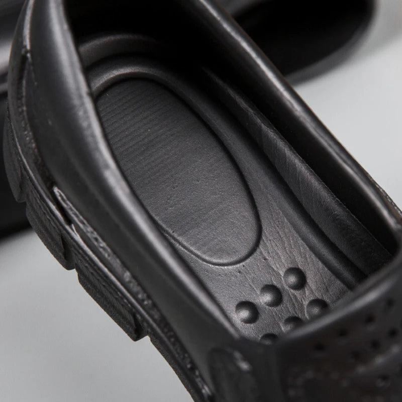 Fashion Leather Men'S Casual Shoes Non-Slip EVA Chef Shoes Men Waterproof Loafers Comfort Soft Soled Men Driving Shoes plus Size