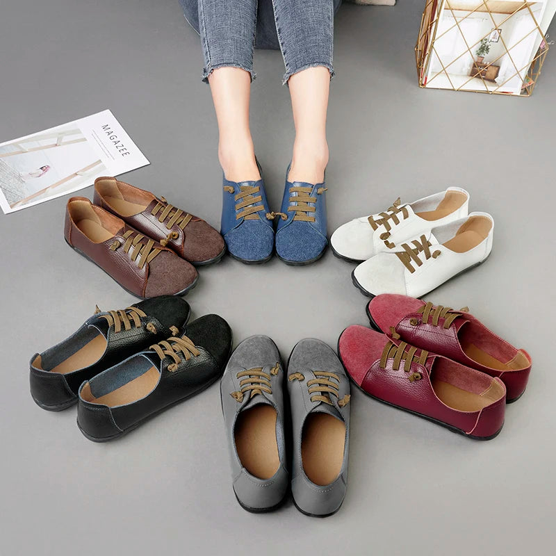 Women Flat Shoes Woman Fashion Women Slip on Shoes Leather Soft Walking Shoes Lightweight Woman Loafers Home Shoes Zapatos Mujer