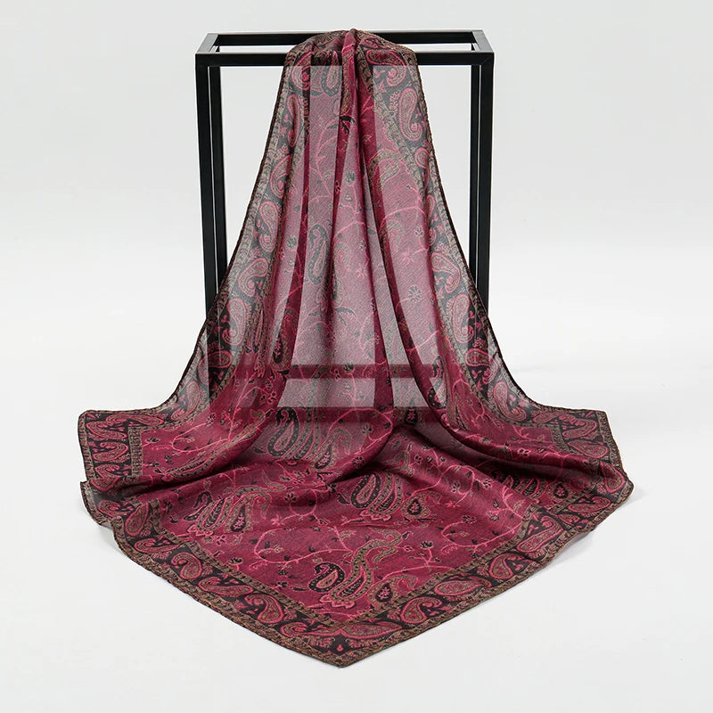 Luxury Silk Scarf 70*70Cm Square Retro Paisley Print Women Shawl Headband Small Hair Scarves Female Handkerchief Hijab