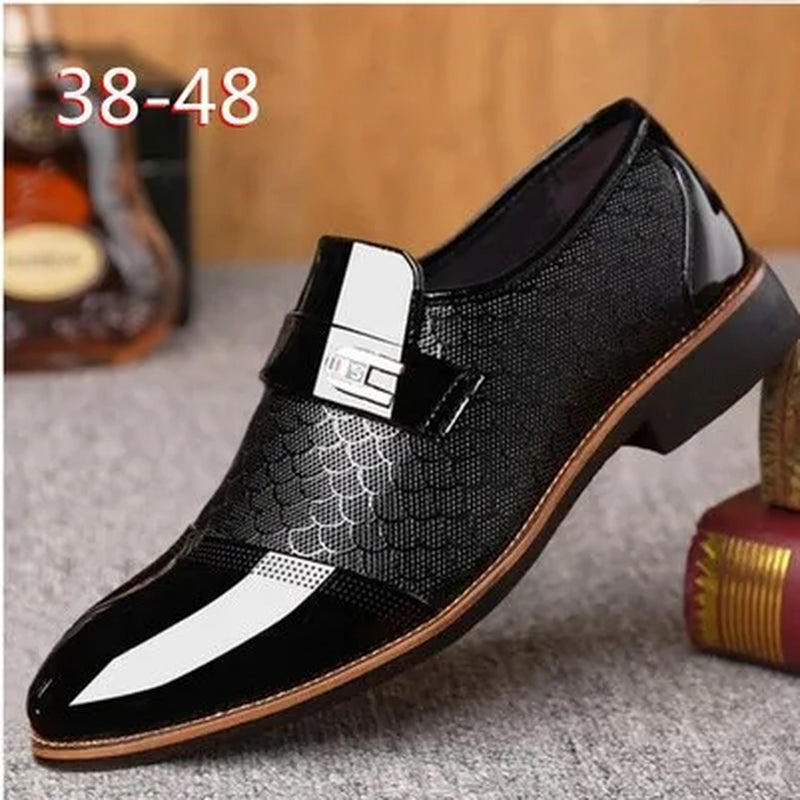 Men'S Shoes Leather Embossing Classic Fashion Luxury Men Shoes Wear-Resistant Non Slip Mans Footwear Anti-Slip Black Shoes