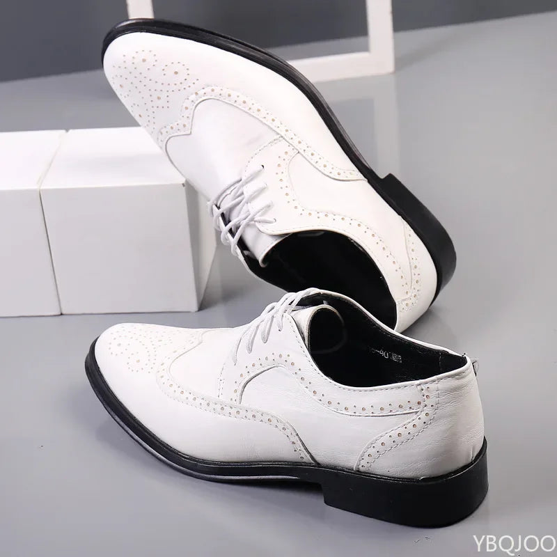 Genuine Leather Dress Shoes Men Summer Hollow Out plus Size Luxury Cowhide Man Business Shoes Wedding Footwear Casual Shoe Male