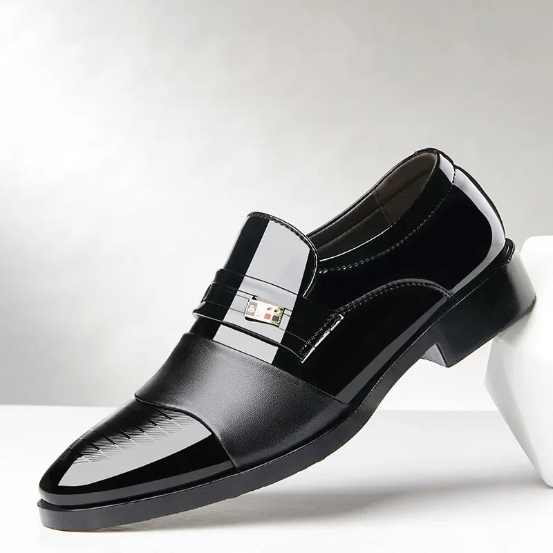 Luxury Leather Men Shoes for Wedding Formal Oxfords Business Casual Office Work Shoes for Men Classic Men'S Pointy Dress Shoes