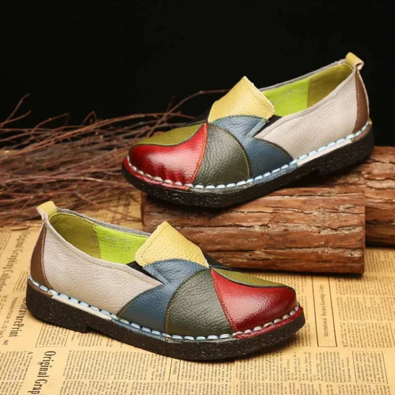 Mixed Color Women Loafers Retro Women Flat Shoe Soft Ladies Slip-Ons Patchwork Women Moccasins Large Size 43 Rasteiras Femininas