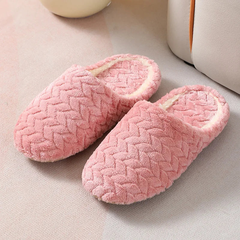Women Indoor Slippers Warm Plush Home Slipper Autumn Winter Shoes Woman House Flat Floor Soft Silent Slides for Bedroom
