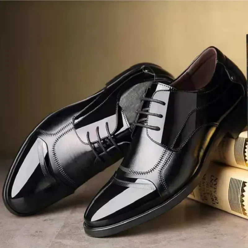 New Leather Shoes Men Lace up Formal Dress Shoes Luxury Business Oxford Male Office Wedding Dress Shoes Footwear Mocassin Homme