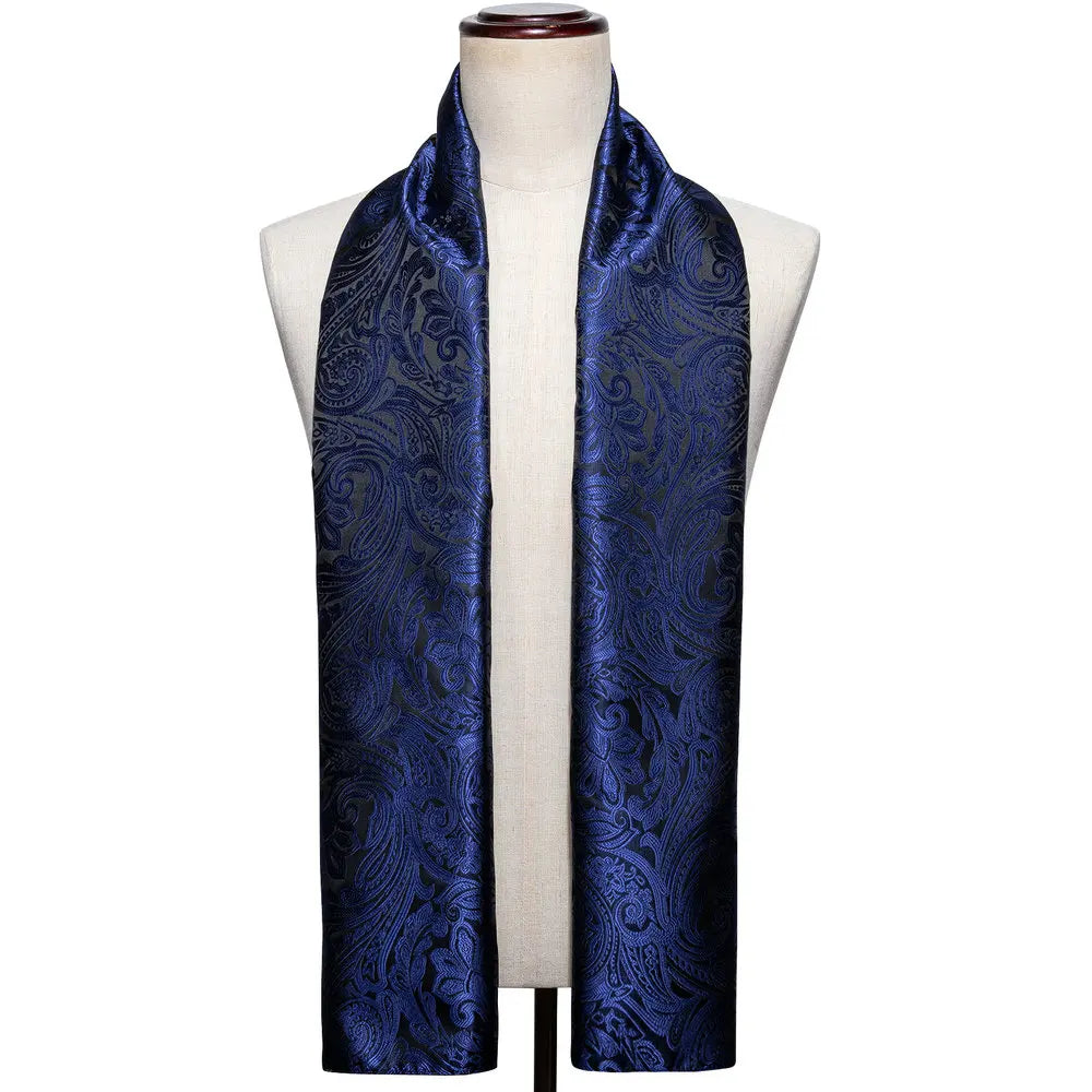 Jacquard Silk Mens Scarf Floral Paisley Stylish Burgundy Gold Green Red Blue Purple for Male Wedding Business Party