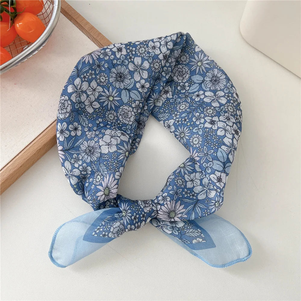 Fashion Women Printing Cotton Linen Small Square Scarf Summer Scarf Women'S Versatile Paisley Scarf Head Band Hair Accessories