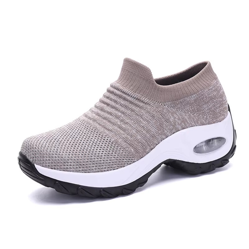 Women'S Walking Trainers Fashion Fly Weaving Sock Sneakers Breathable Comfortable Nursing Shoes Casual Platform Loafers Non-Slip