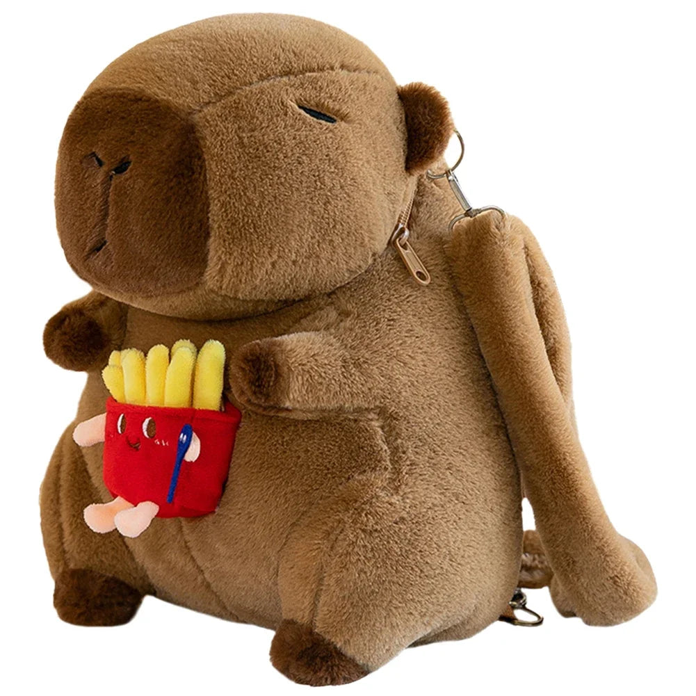 Cute Capybara Plush Backpack Funny Cartoon Capybara Shoulder Bag Student Fur Bag Plush Capybara School Bag for Kids