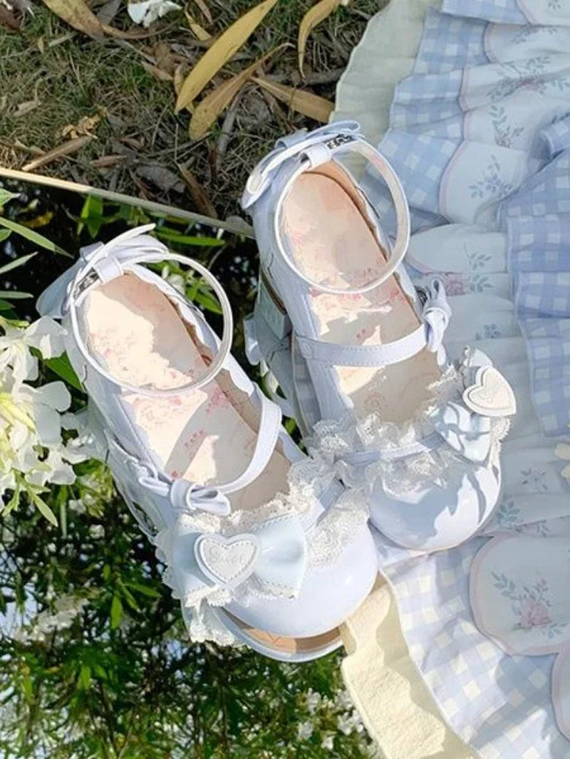 Women'S Sweet Lovely Mary Jane Shoes Court Style Bow Lolita Low Heel Small Leather Shoes Female Summer Elegant Princess Shoes