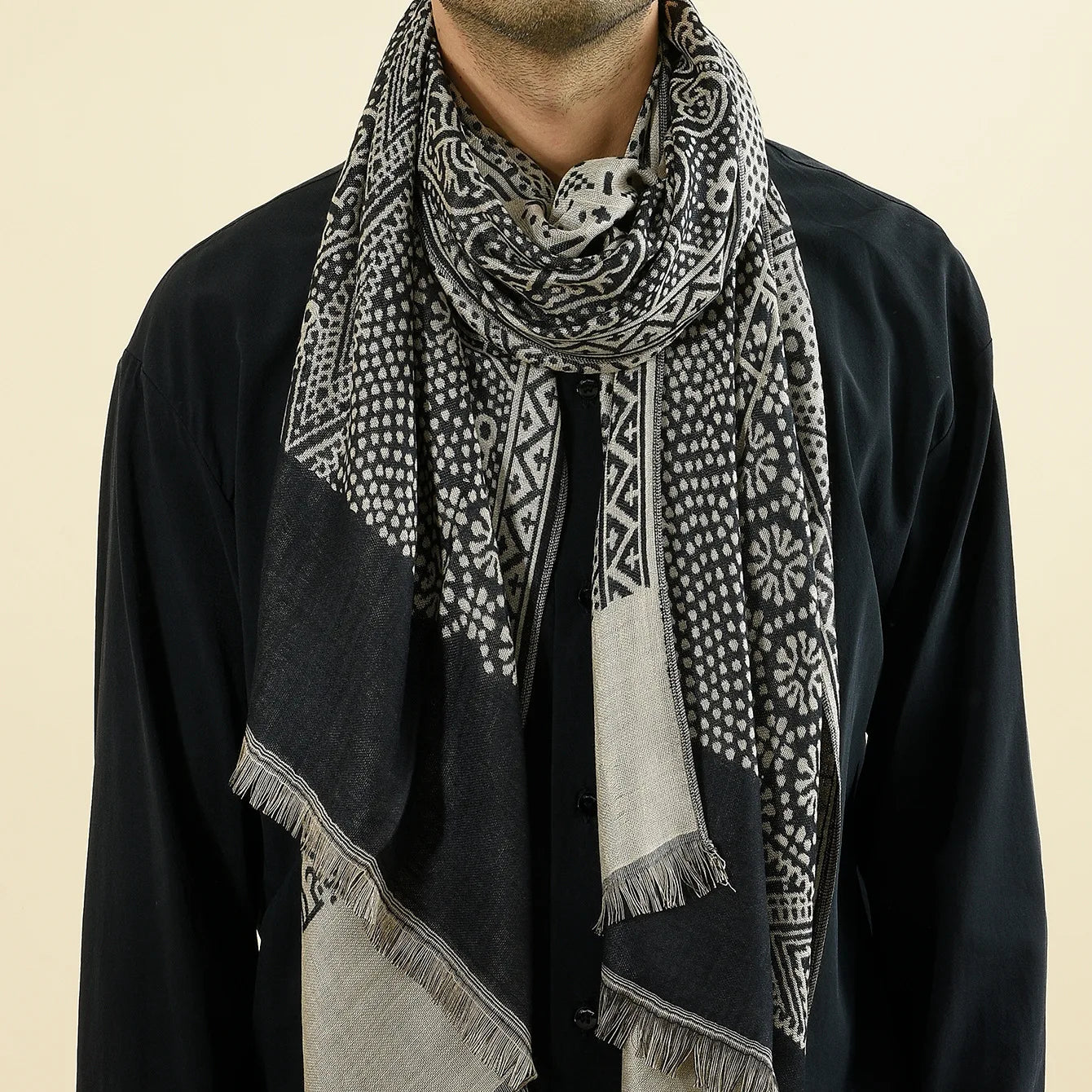 Paisley Pashmina Fashion Men'S Scarf Autumn Winter Warm Neckerchief Black Navy Men Scarves Male Accessories Short Tassel Bufanda