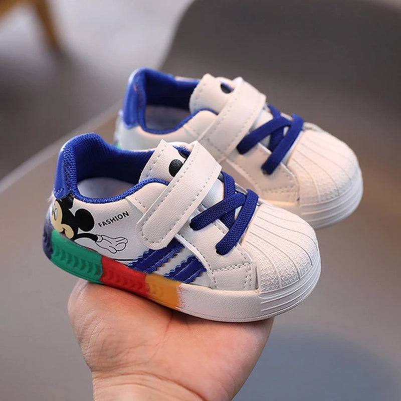 Mickey Minnie Children Casual Shoes Girls Boys Sneakers Kids Breathable Soft Sport Shoe Baby Toddler Outdoor Sneaker Spring