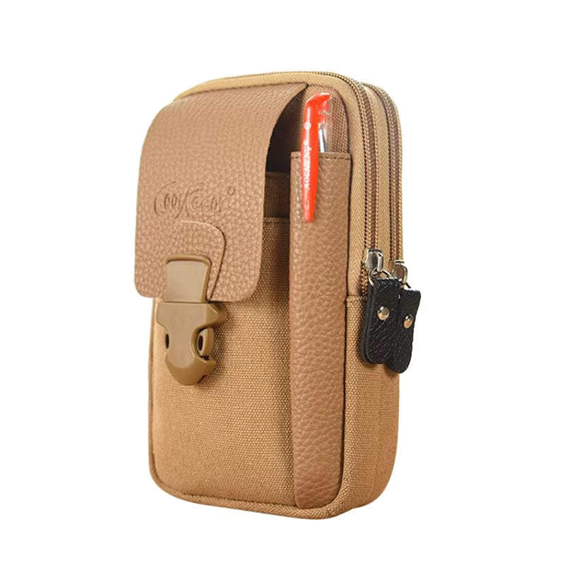 Casual Male Zipper Men Waist Bags Small Solid Color Card Holder 4 Inch Phone Packs Belt Fanny Purse 2023 New