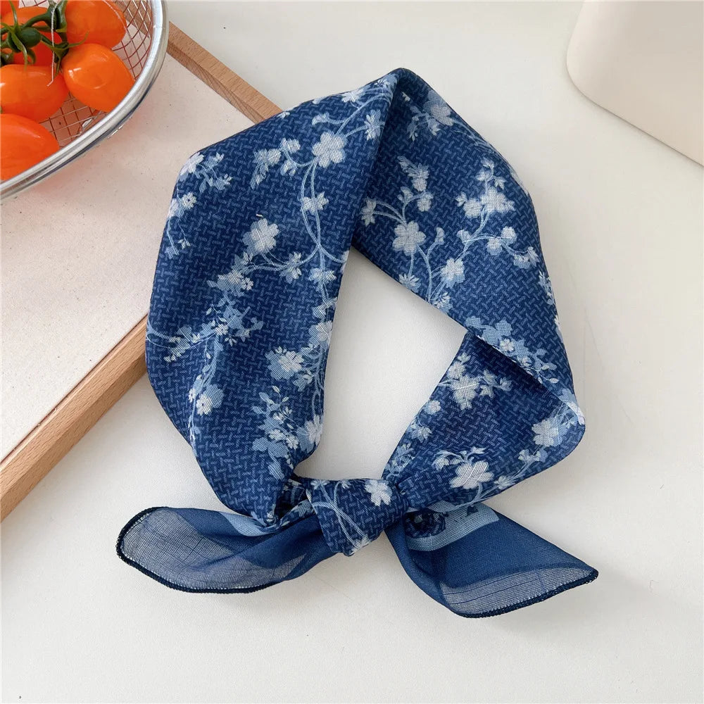 Fashion Women Printing Cotton Linen Small Square Scarf Summer Scarf Women'S Versatile Paisley Scarf Head Band Hair Accessories