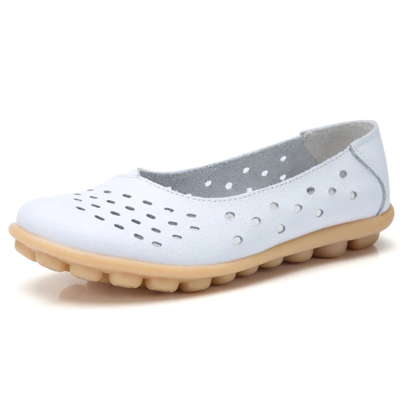 Summer Women Casual Shoes Flat Shoes Designer Ladies Cut Out Rubber Loafers Non-Slip Breathable Womens Moccasins plus Size 35-44