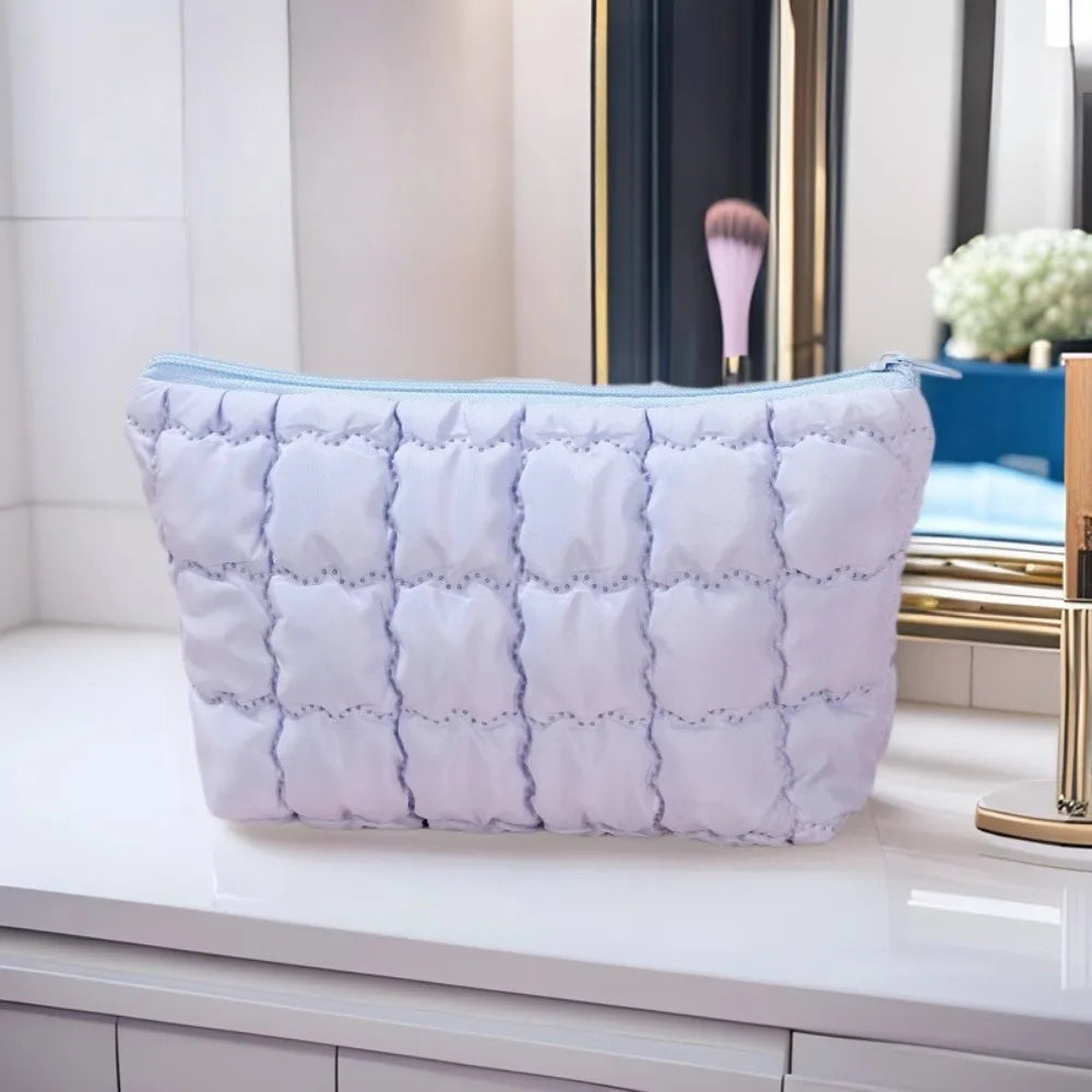 Fashion Women Bubble Cosmetic Handbag Travel Organizer Cloud Makeup Lipsticks Cotton Pouch Fashion Large Capacity Zipper Bag