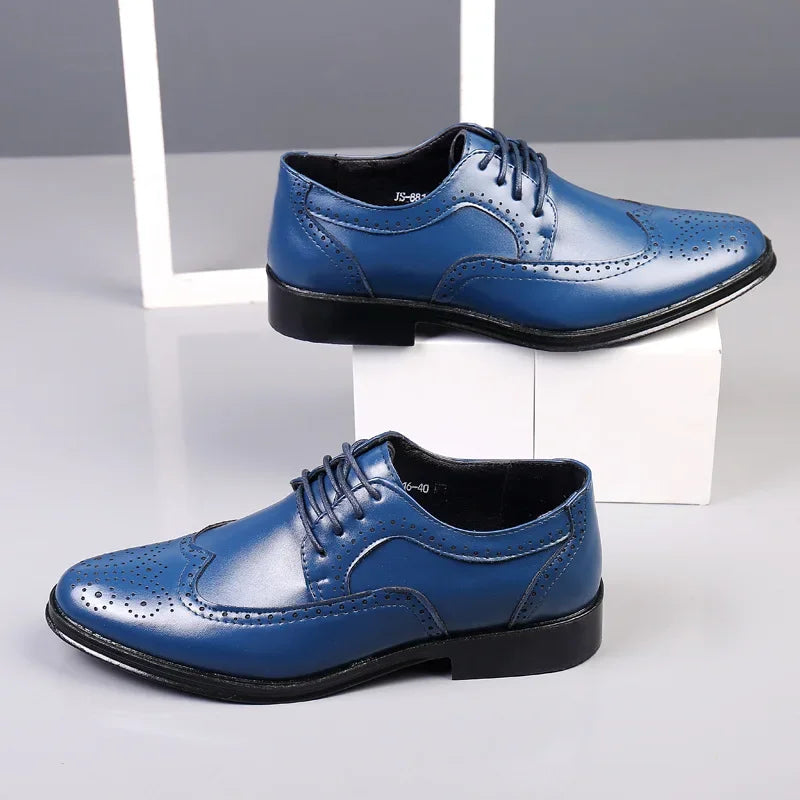 Shoes Men Leather Original New Men Wingtip Oxford Shoes Genuine Calfskin Leather Brogue Dress Shoes Classic Business Formal Shoe