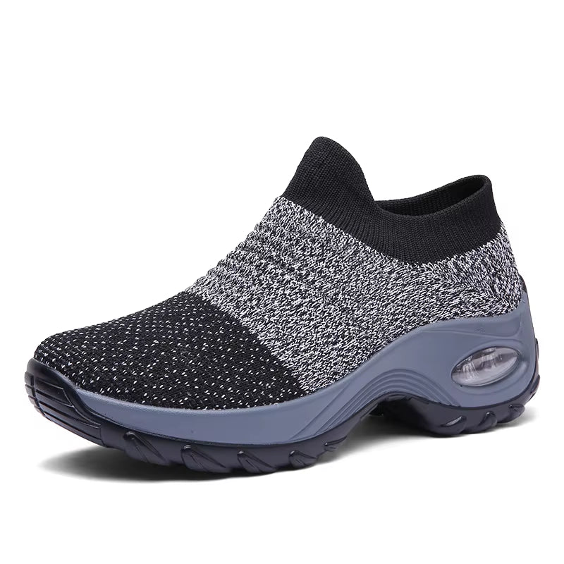 Women'S Walking Trainers Fashion Fly Weaving Sock Sneakers Breathable Comfortable Nursing Shoes Casual Platform Loafers Non-Slip