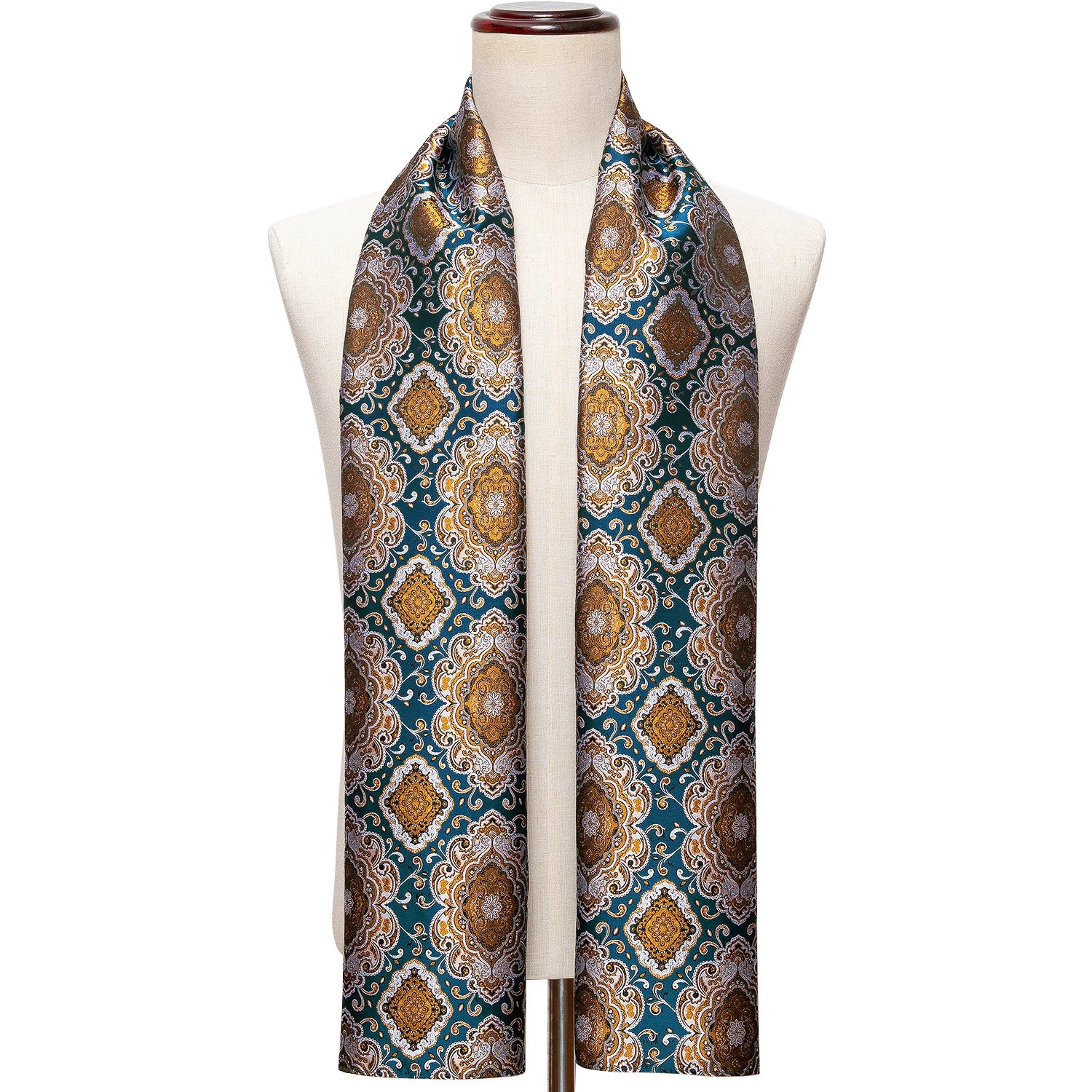 New Fashion Men Scarf Green Jacquard Paisley Silk Scarf Autumn Winter Casual Business Suit Shirt Scarf 160*50Cm