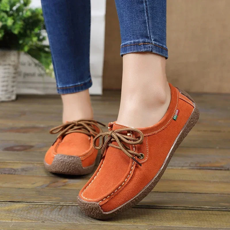 New Arrival Women Casual Shoes 2025 Suede Leather Flats Sneakers Lace up Moccasins Ladies Shoes Fashion Loafers plus Size 35-42