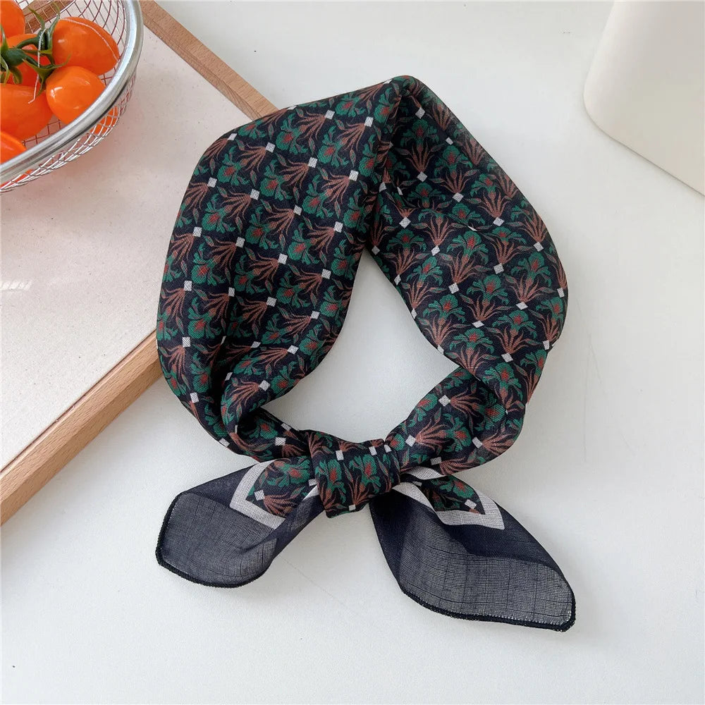 Fashion Women Printing Cotton Linen Small Square Scarf Summer Scarf Women'S Versatile Paisley Scarf Head Band Hair Accessories