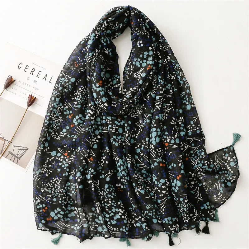 2023 Fashion Paisley Abstract Floral Tassel Viscose Shawl Scarf Lady High Quality Wrap Thin Pashmina Stole Muslim Hijab 180*90Cm