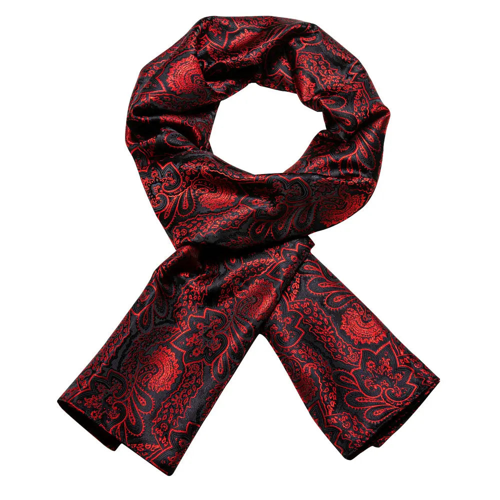 Jacquard Silk Mens Scarf Floral Paisley Stylish Burgundy Gold Green Red Blue Purple for Male Wedding Business Party
