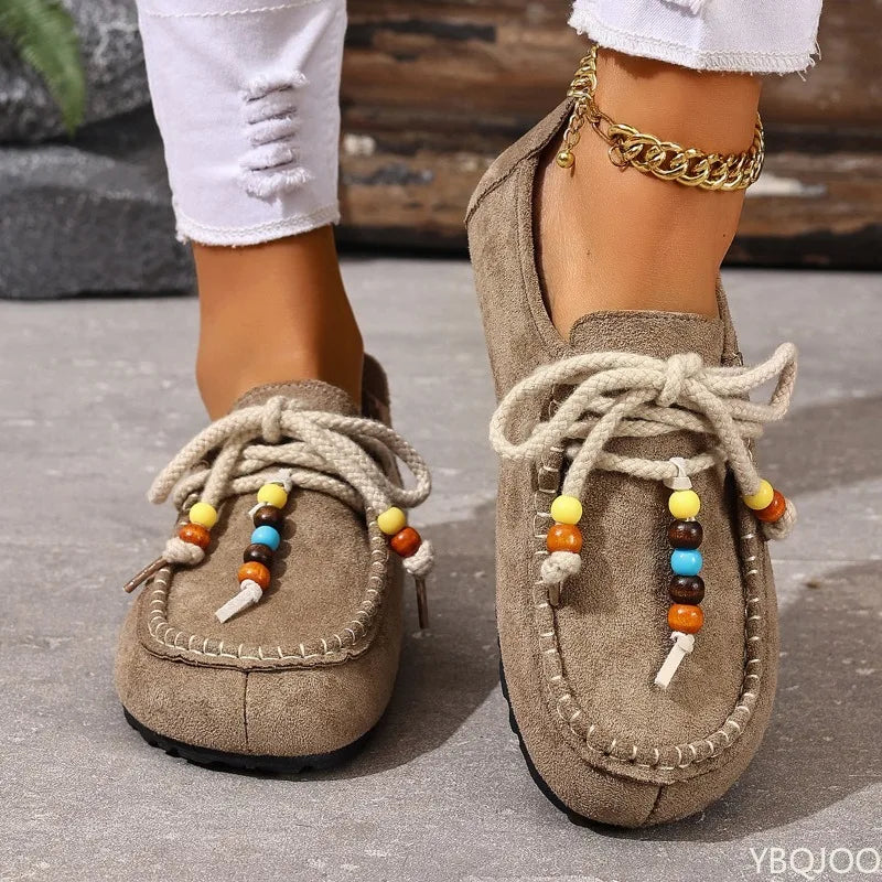 Spring Fashion New Casual and Comfortable Versatile Women'S Loafers Outdoor Soft Soled Lightweight Ethnic Style Women'S Shoes