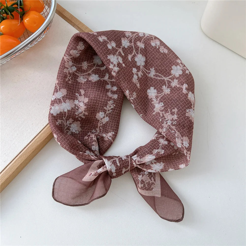 Fashion Women Printing Cotton Linen Small Square Scarf Summer Scarf Women'S Versatile Paisley Scarf Head Band Hair Accessories