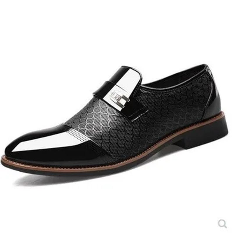 Men'S Shoes Leather Embossing Classic Fashion Luxury Men Shoes Wear-Resistant Non Slip Mans Footwear Anti-Slip Black Shoes