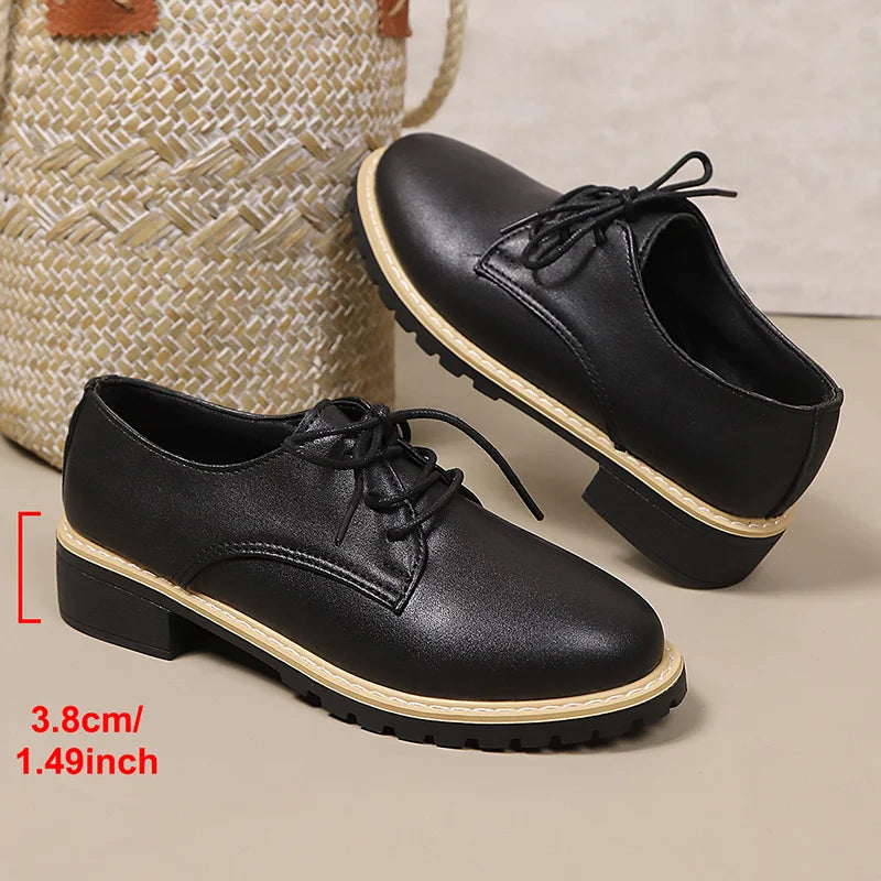 Shoes for Women High Quality Patent Leather Casual Shoe British Style Leather Shoe Lace up Oxford Shoes for Women Casual Loafers