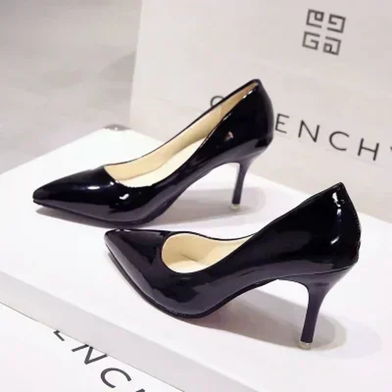 Nude Pumps for Women High Heel Shoes Female Fashion Patent Leather Sexy Pointed Toe Thin Heel Wedding Shoes plus Size 34-44