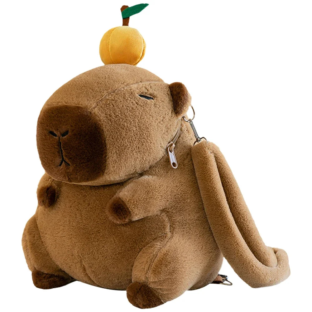 Cute Capybara Plush Backpack Funny Cartoon Capybara Shoulder Bag Student Fur Bag Plush Capybara School Bag for Kids