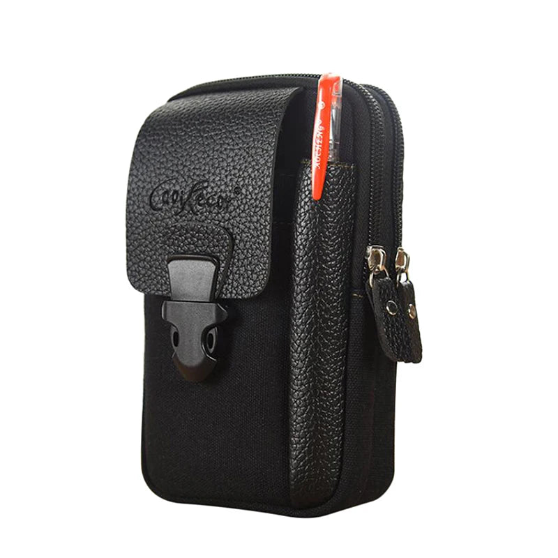 Casual Male Zipper Men Waist Bags Small Solid Color Card Holder 4 Inch Phone Packs Belt Fanny Purse 2023 New