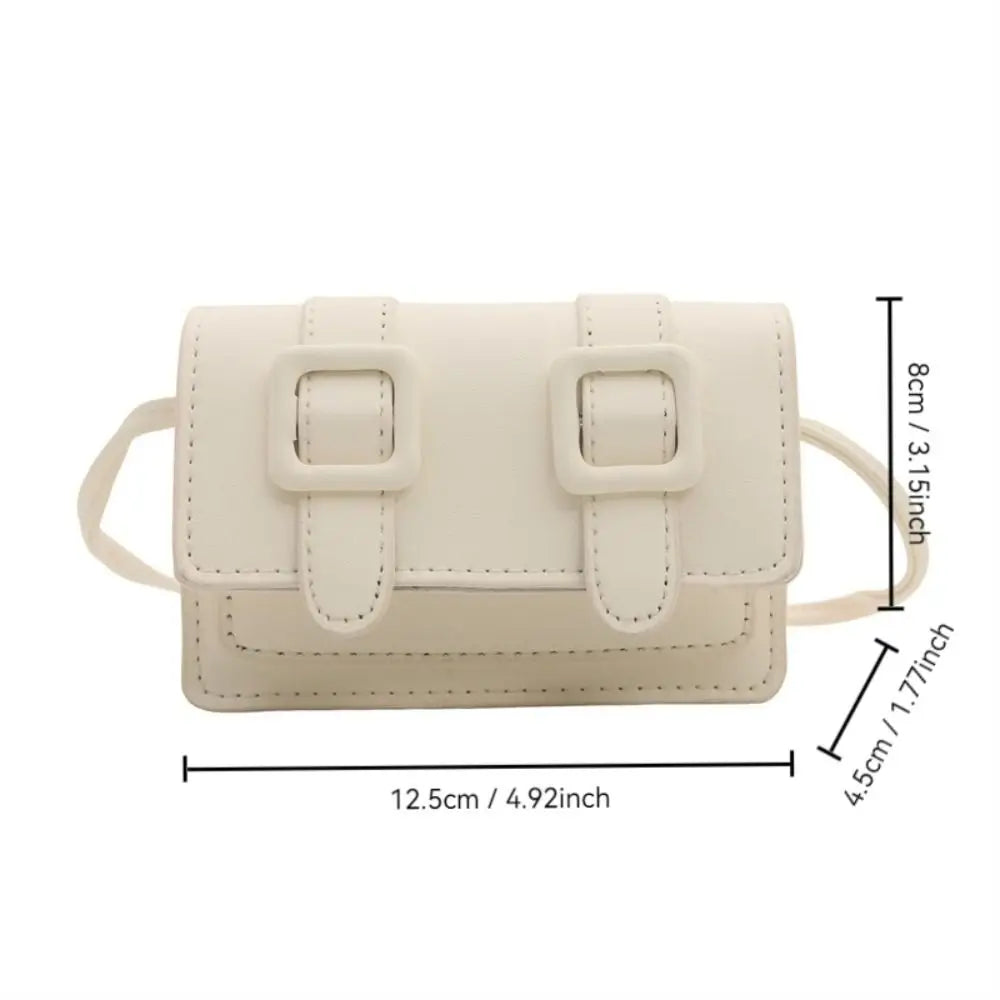 Fashion Mini Messenger Bags PU Leather Buckle Shoulder Bag Solid Color Crossbody Bags Ladies