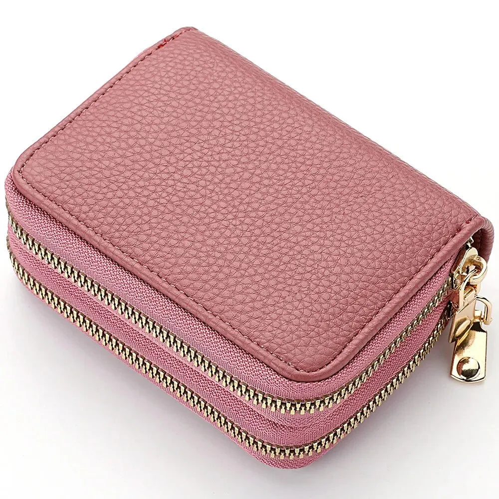 Women Zipper Short Style Purse Lychee Pattern Fashion Large Capacity Multi Card Slot Coin Purse with Zipper