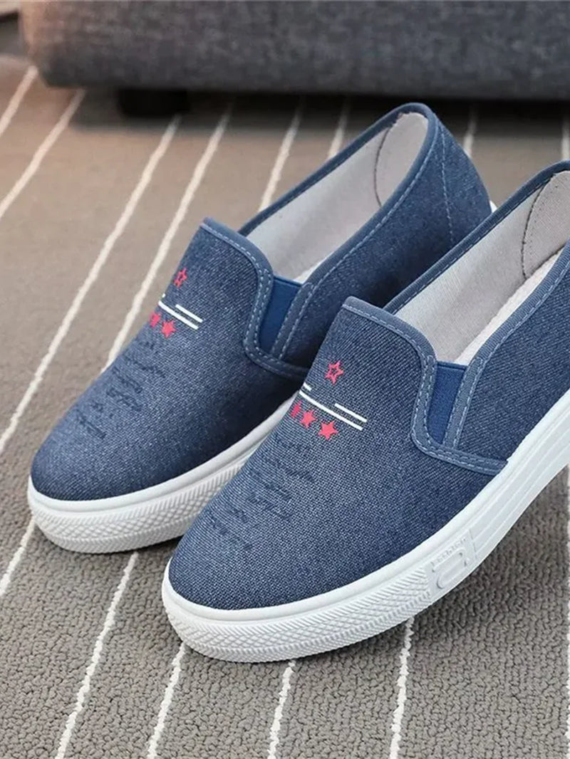 Sapatos Femininas Women Cute round Toe Navy Blue anti Skid Spring Slip on Flat Shoes Lady Classic Hotel Officw Rok Shoes B548