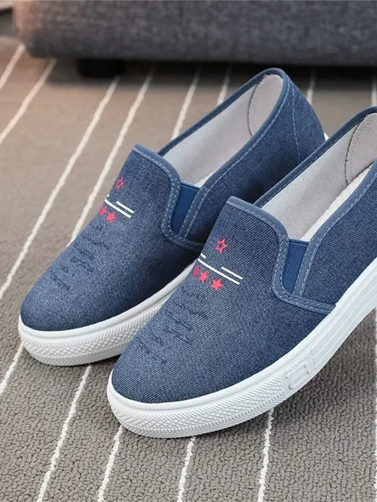 Sapatos Femininas Women Cute round Toe Navy Blue anti Skid Spring Slip on Flat Shoes Lady Classic Hotel Officw Rok Shoes B548