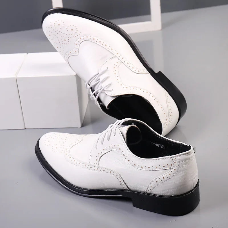 Shoes Men Leather Original New Men Wingtip Oxford Shoes Genuine Calfskin Leather Brogue Dress Shoes Classic Business Formal Shoe