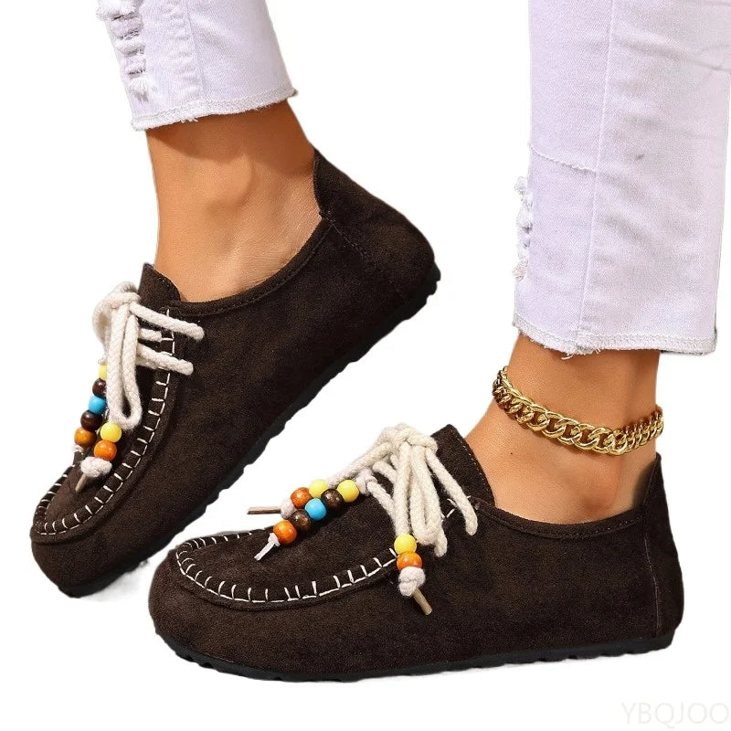 Spring Fashion New Casual and Comfortable Versatile Women'S Loafers Outdoor Soft Soled Lightweight Ethnic Style Women'S Shoes