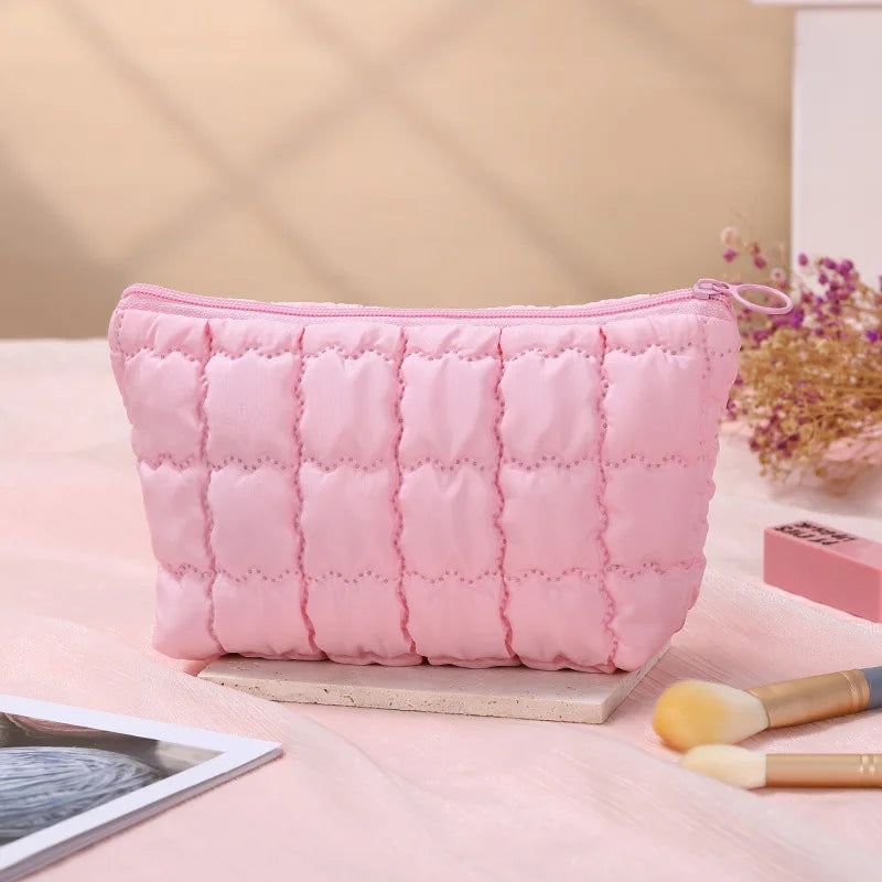 Fashion Women Bubble Cosmetic Handbag Travel Organizer Cloud Makeup Lipsticks Cotton Pouch Fashion Large Capacity Zipper Bag