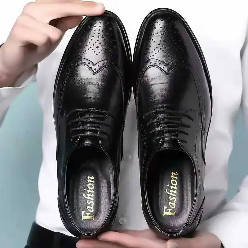 Genuine Leather Dress Shoes Men Summer Hollow Out plus Size Luxury Cowhide Man Business Shoes Wedding Footwear Casual Shoe Male