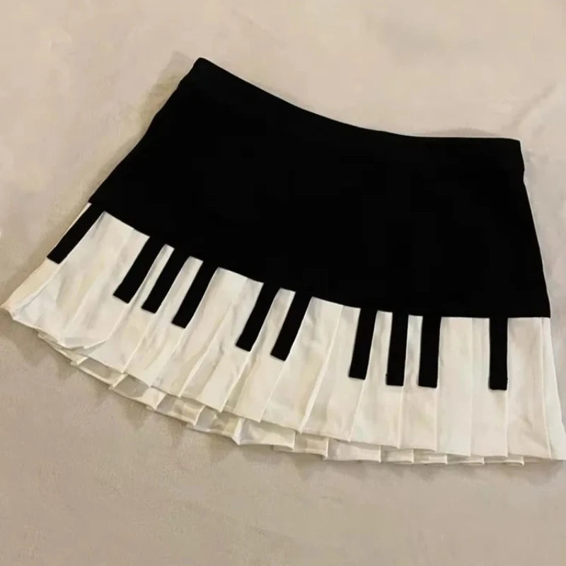Y2K Gothic Punk Black White Short Skirt Women Hot Chick Darkly Polka Dot Ruffle Cake Skirt Female Sweet Chic Lolita Lace Skirts