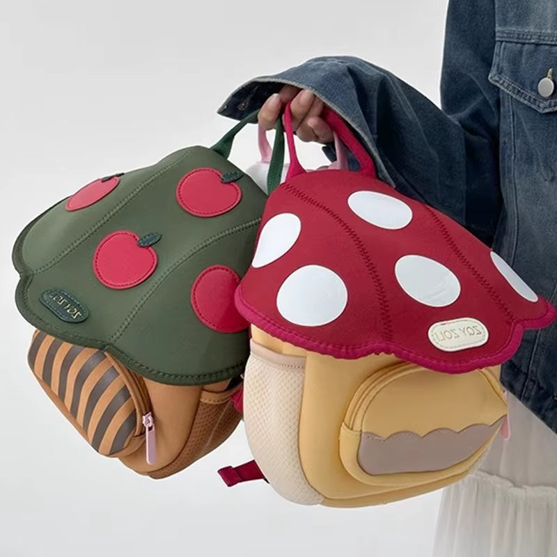 Kid Backpack Cute Mushroom Apple Kindergarten Cartoon Pink Mini Travel Bag Schoolbag Preschool Gift for Toddler Girl Boy 3-6